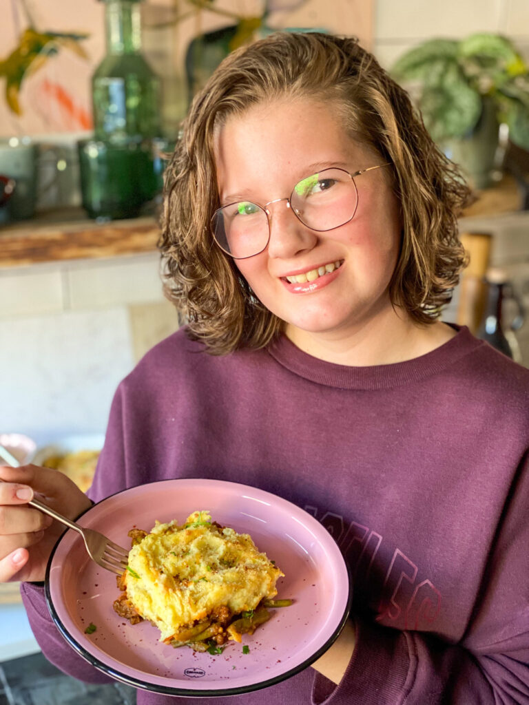 Beaudine eet sperziebonen ovenschotel met gehakt