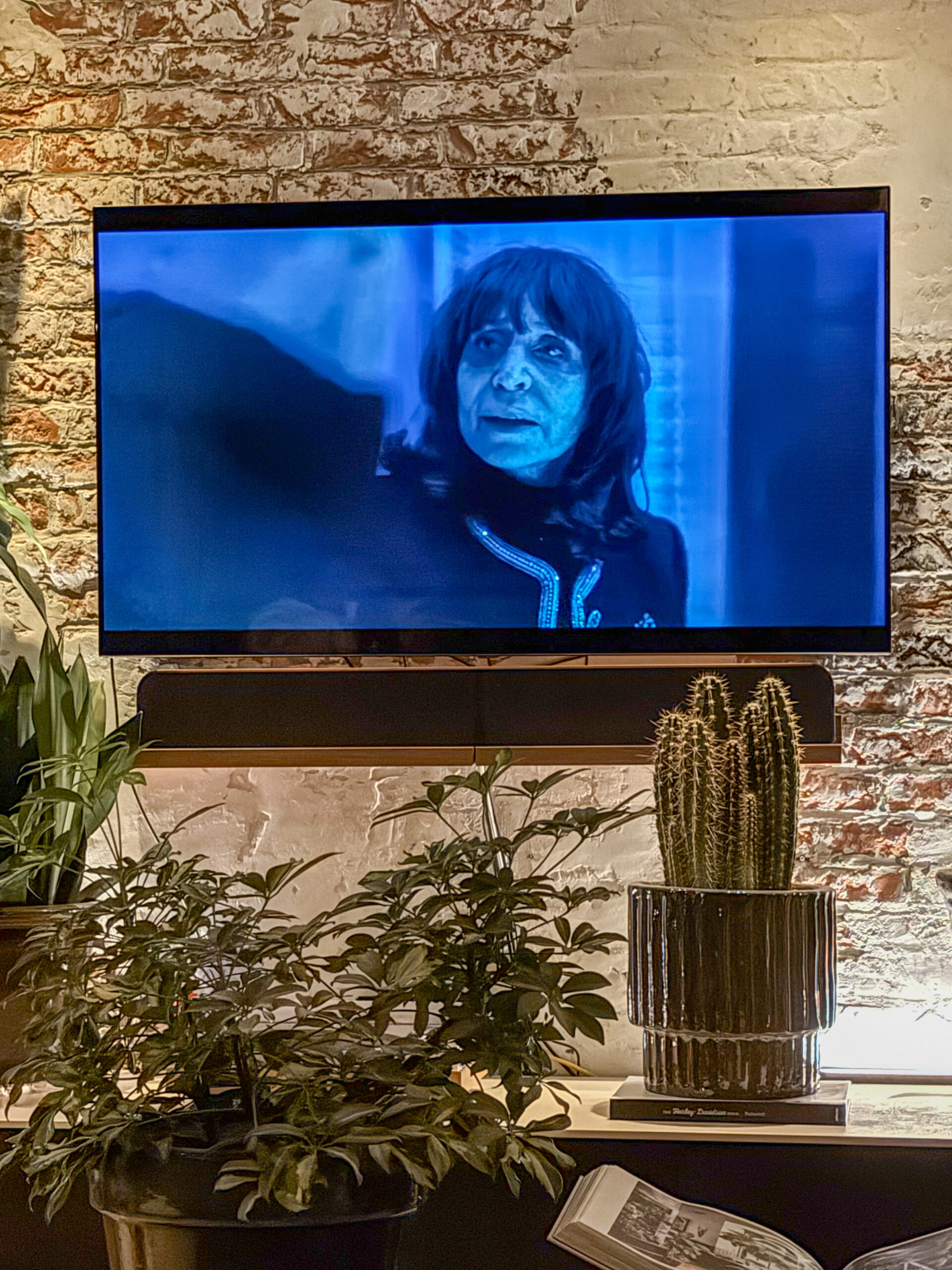 Avondmoment in de woonkamer met de tv aan