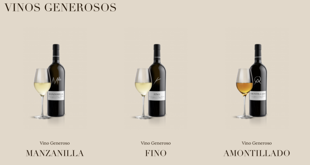 Soorten Sherry wijnen vinos generosos familie over de kook