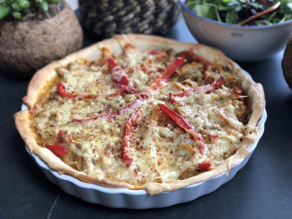 recept quiche met paprika en kruidig gehakt