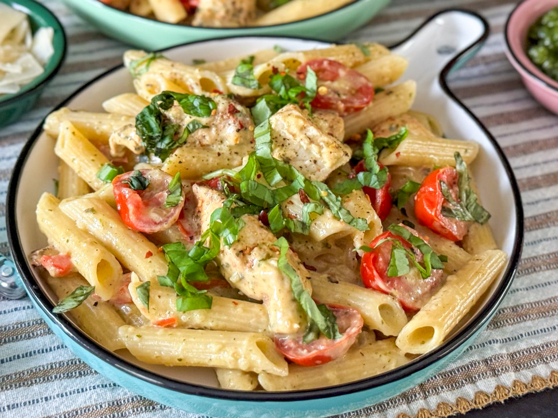 Pasta pesto met kip weekmenu