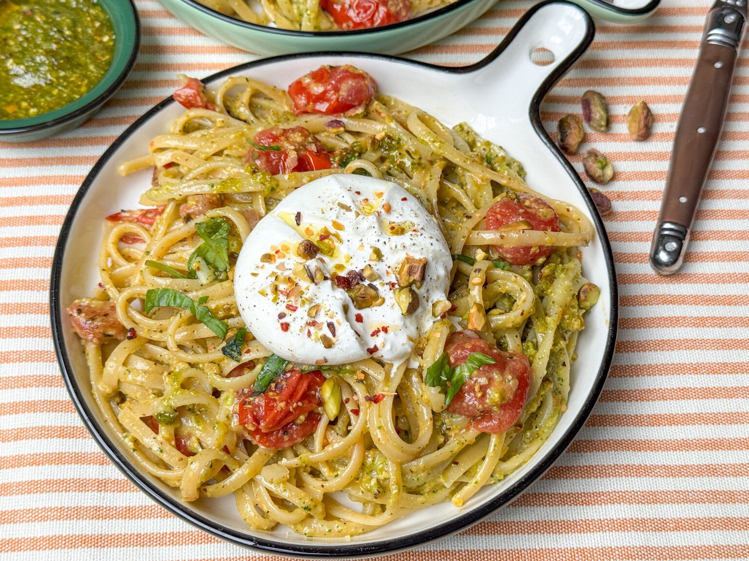 Weekmenu 12 pasta pistache pesto en burrata
