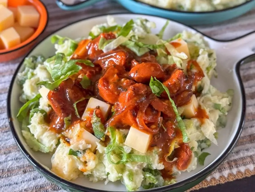 Andijviestamppot gebakken chorizo