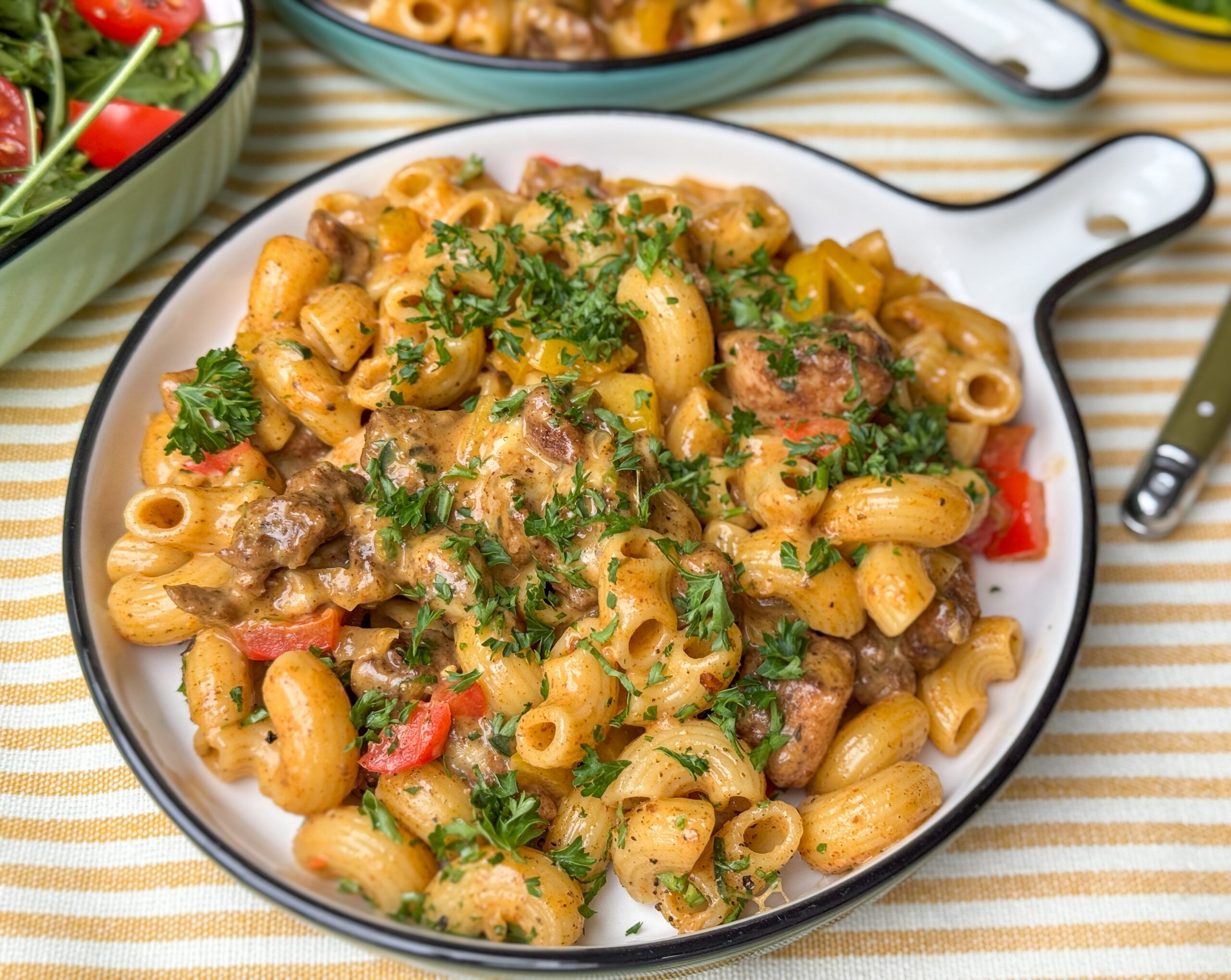 Fajita pasta met kip recept romige tex mex