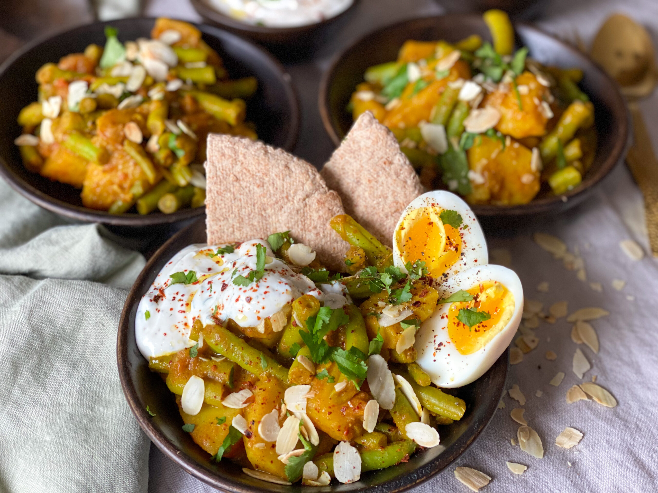 Vegetarische stoof met aardappelen en sperziebonen