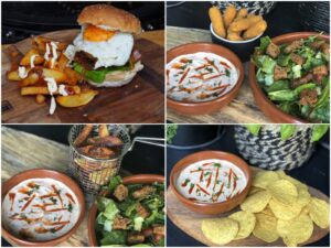 Collage - Sausjes tip! pittige dipsaus - hamburgersaus met sriracha en kruiden