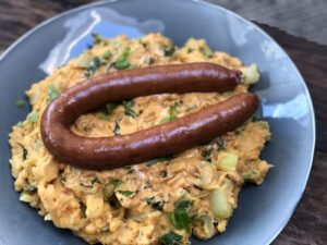paksoi stamppot met kaas en rookworst - foto 4