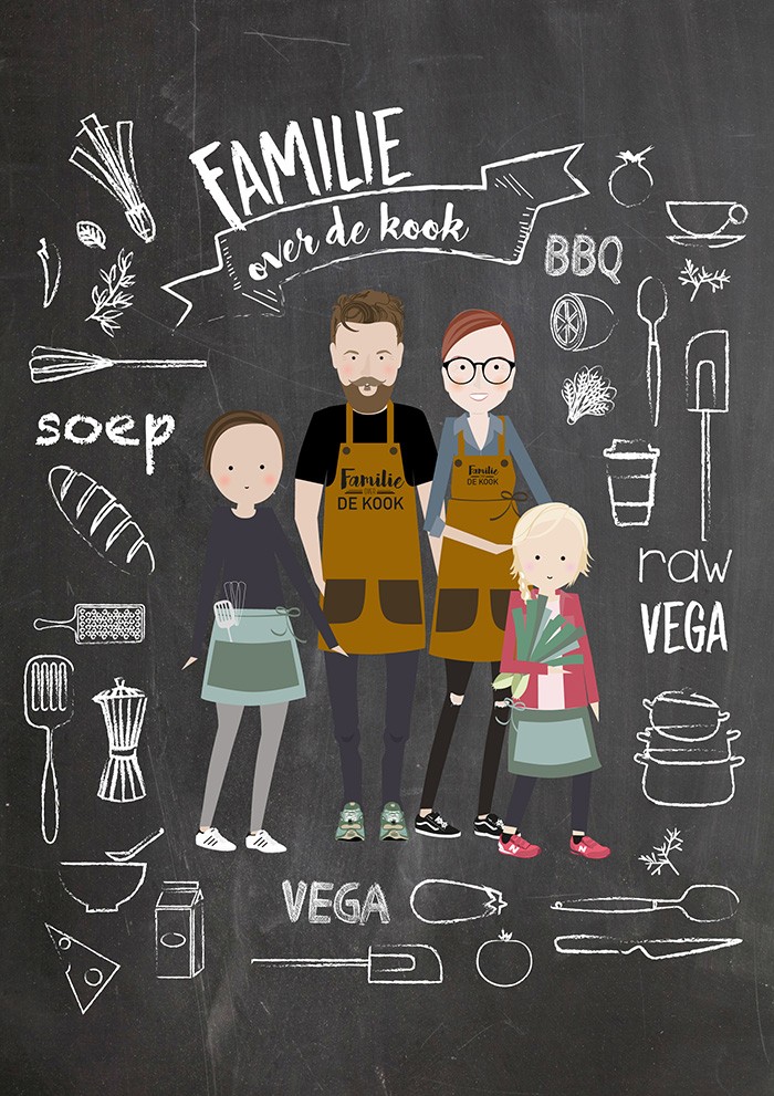 Portretopkrijtbord - Samenwerkingen op Familie over de Kook