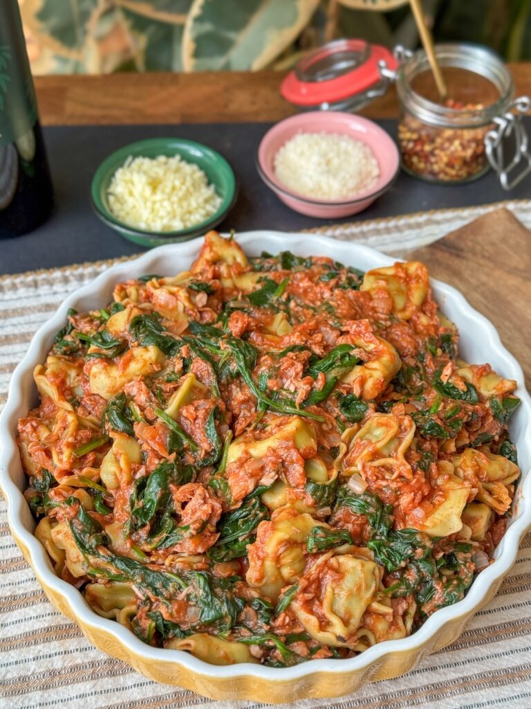 tortellini met tonijn en spinazie ovenschotel