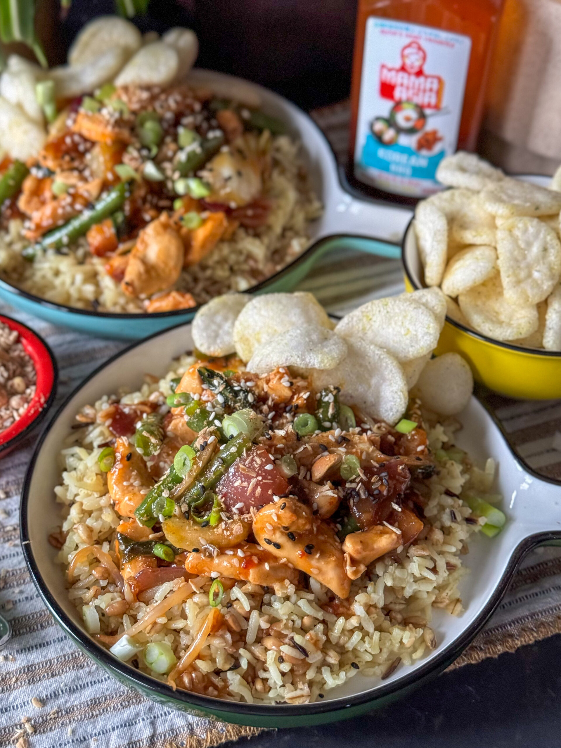 pinit kip in Koreaanse bbq saus met rijst