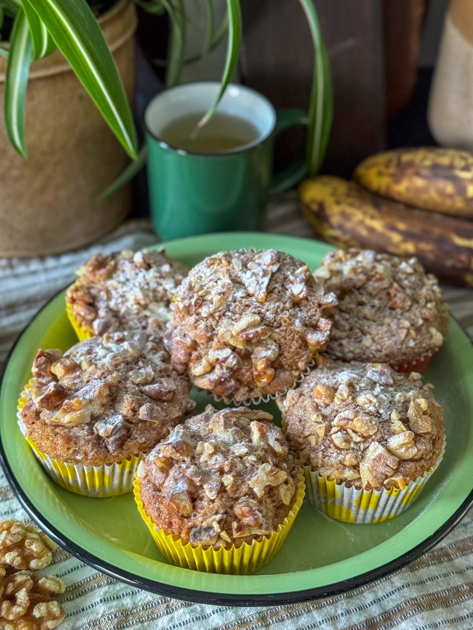 muffin met banaan en walnoten