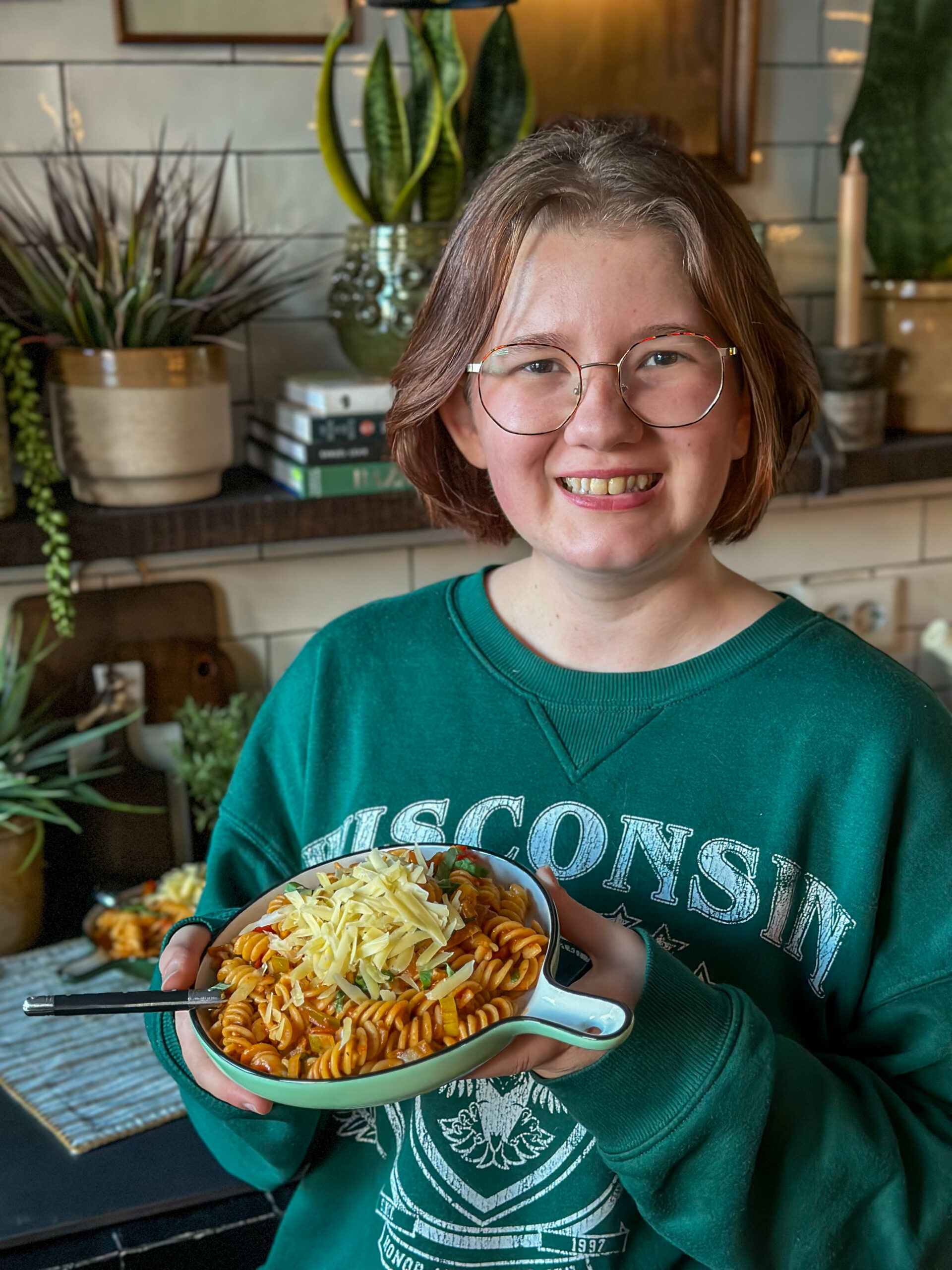 pasta met prei en paprika 