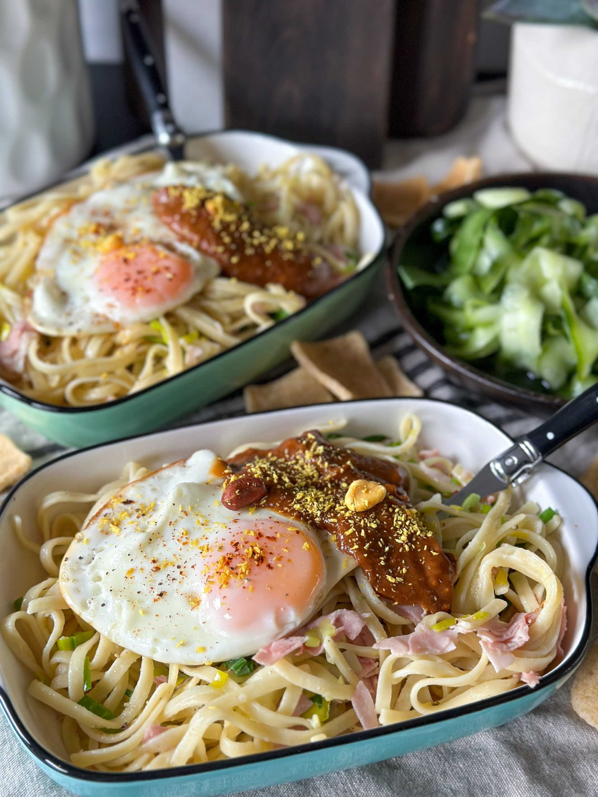 Chinese bami met ham en prei