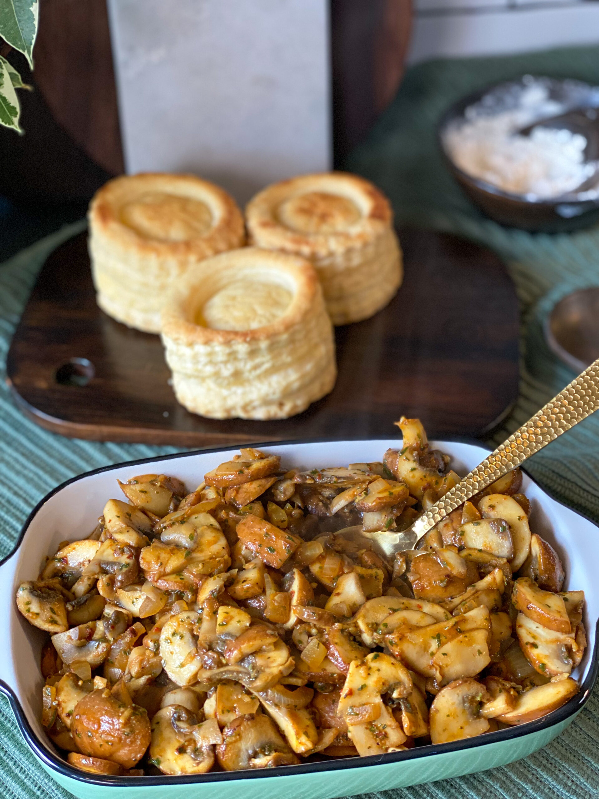 champignons bakken voor door de ragout
