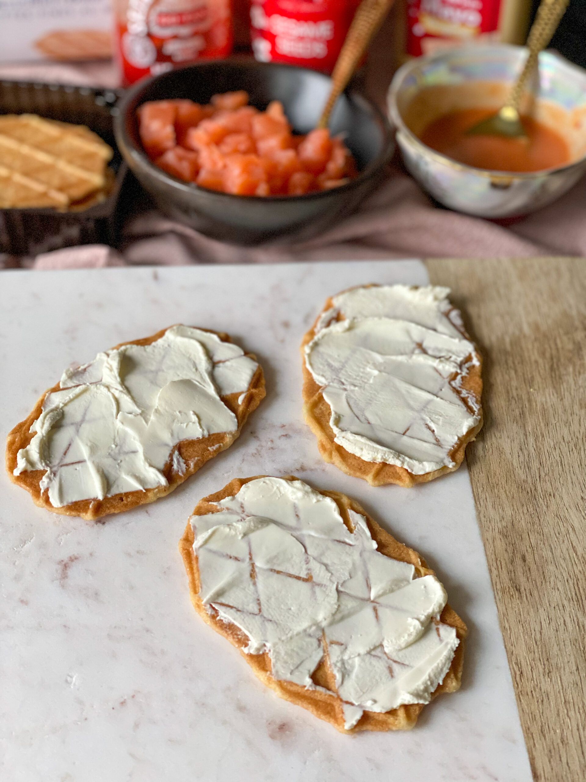 zoete wafeltjes met roomkaas 