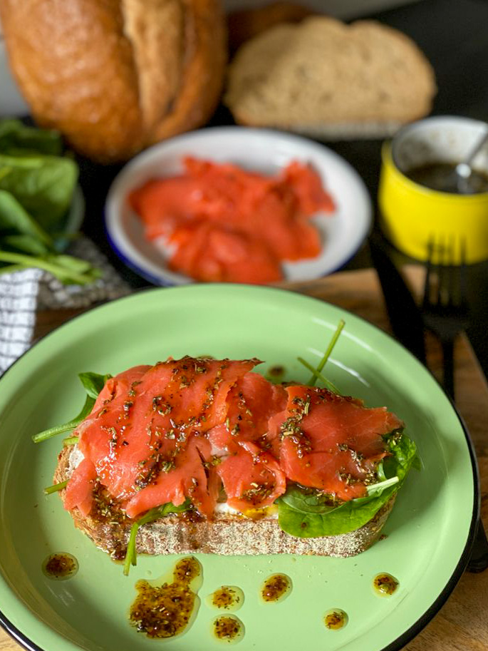 sandwich met zalm en roomkaas