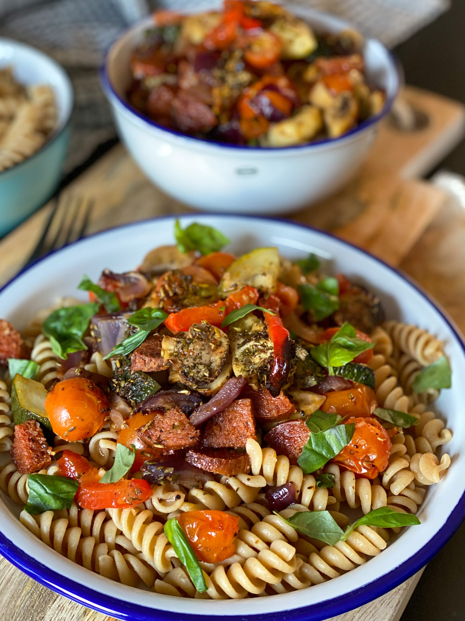 pasta met geroosterde groenten