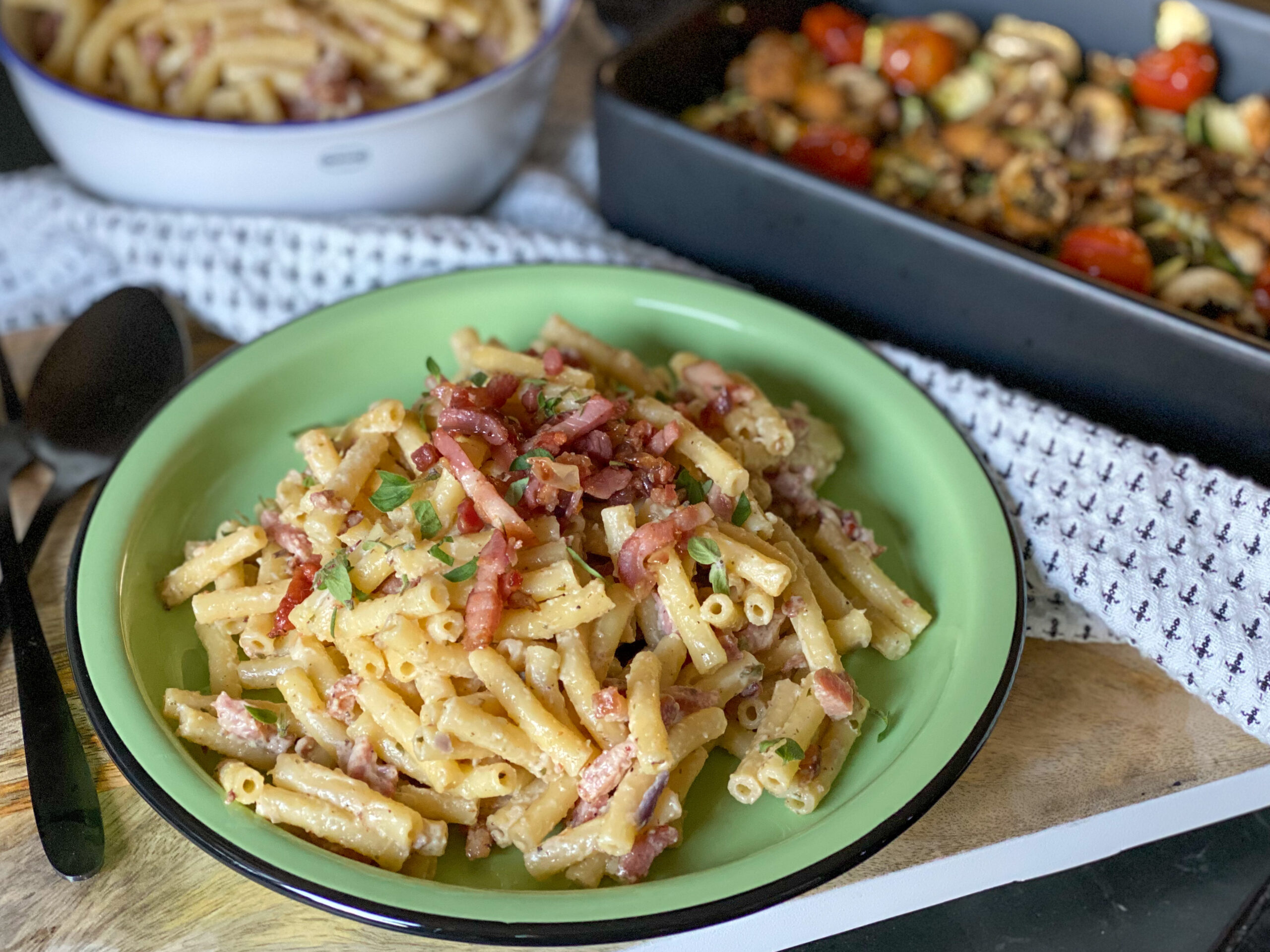 pasta met Boursin en spek simpele avondmaaltijd 