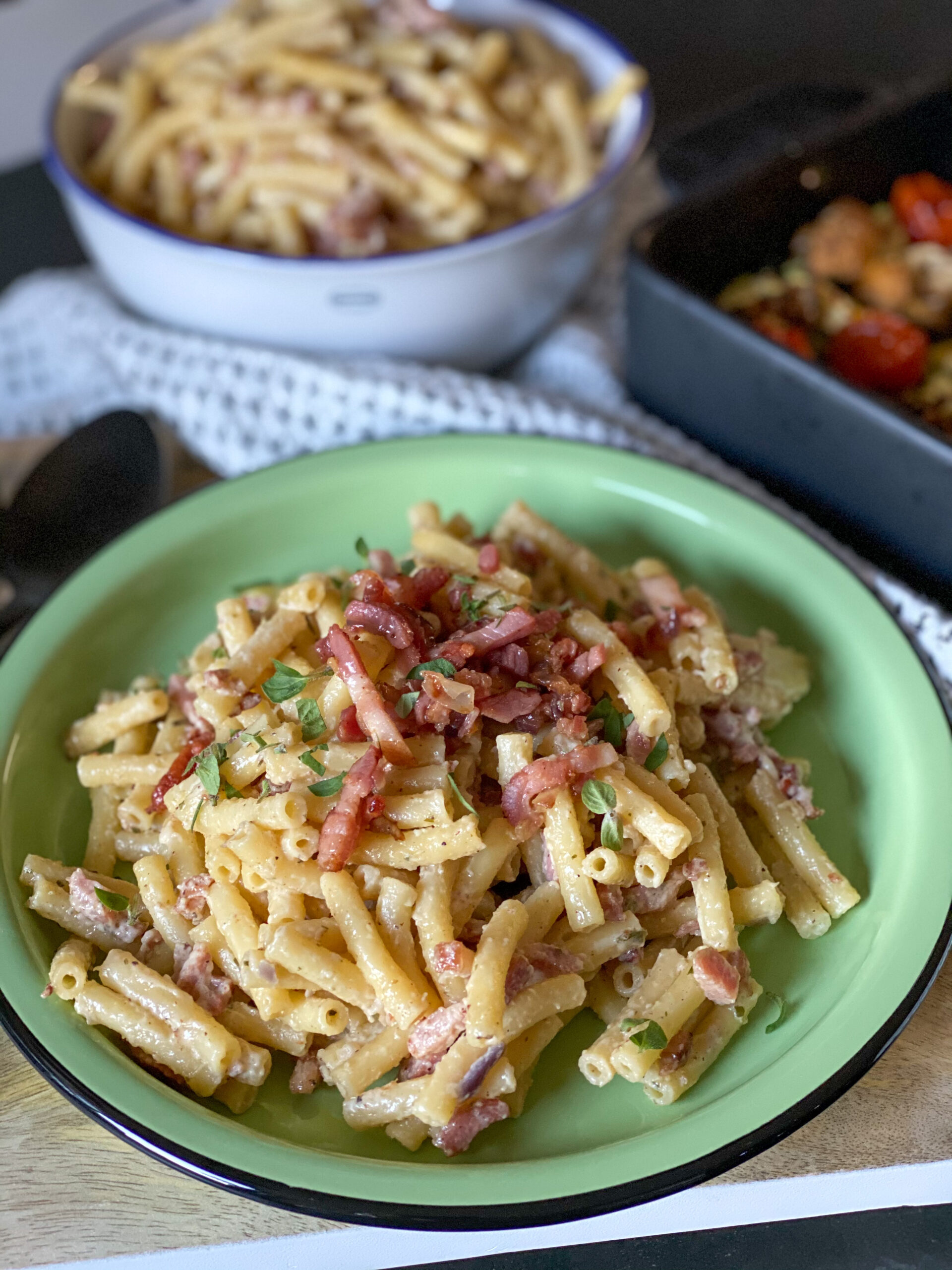 pasta Boursin met spekjes super simpel recept