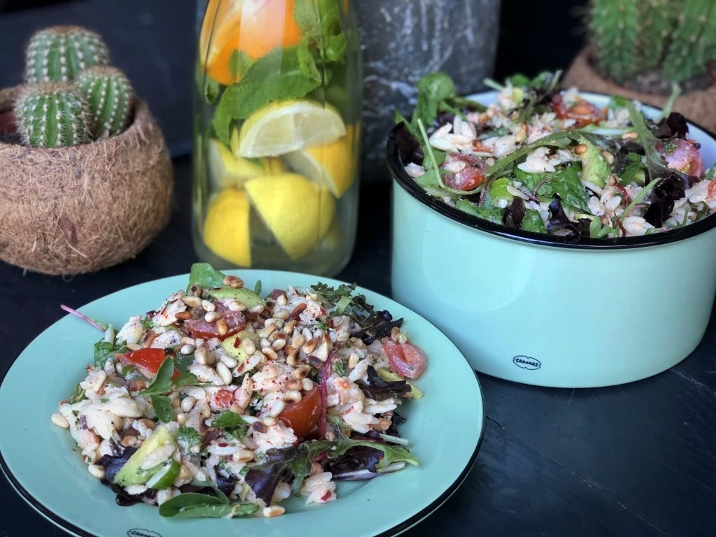 orzo salade met gerookte zalm
