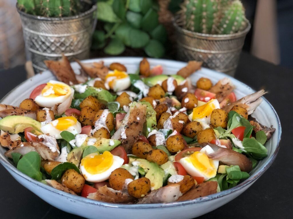 krieltjes salade met makreel