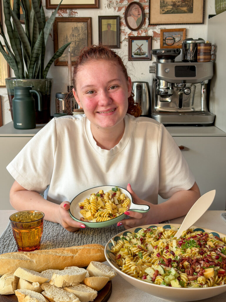 pastasalade met witlof recept uit weekmenu 27 van familie over de kook