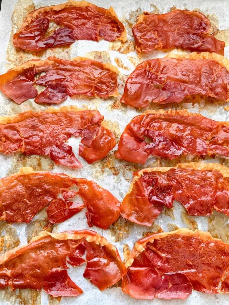 krokant gebakken prosciutto uit de oven