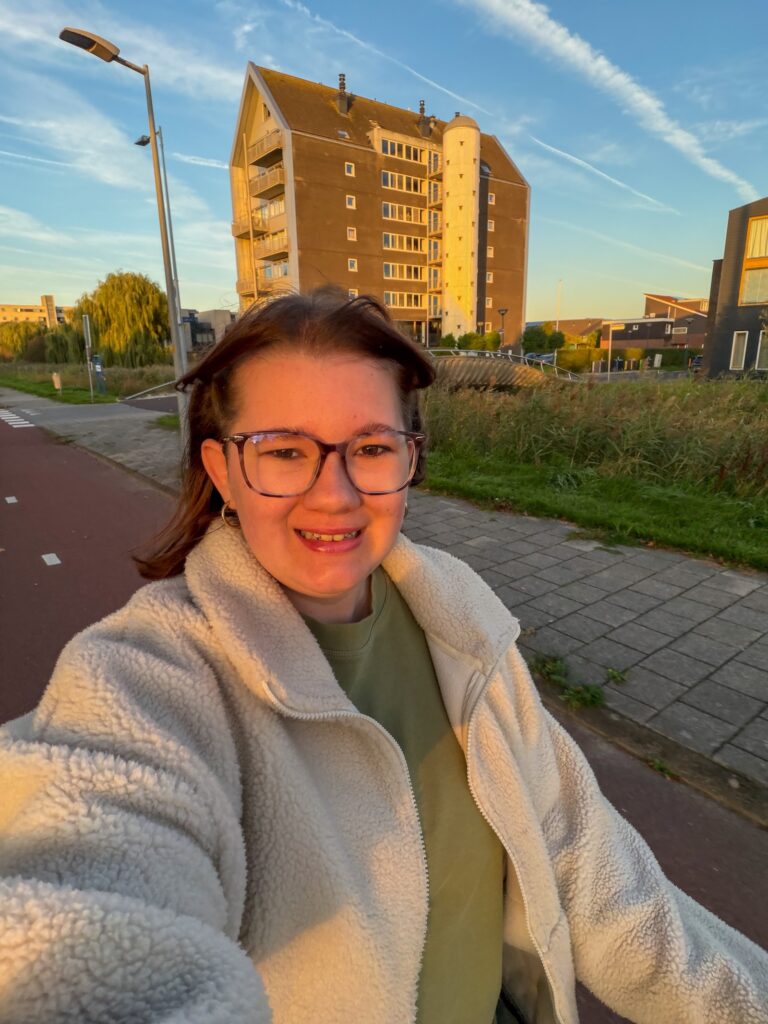 Beaudine selfie op de fiets