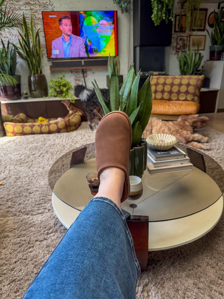 bruine reef clogs aantrekken